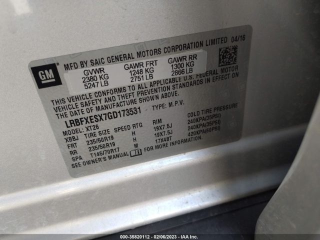 LRBFXESX7GD173531 Buick Envision Premium I