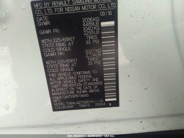 Nissan ROGUE SV 2016 KNMAT2MT1GP679645 Image 9