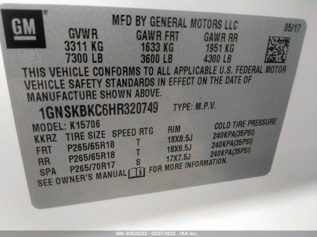 Chevrolet Tahoe Lt 2017 1GNSKBKC6HR320749 Image 10