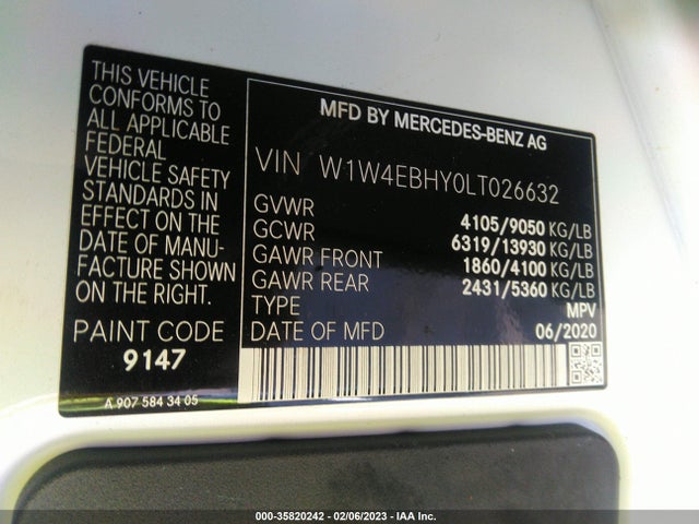 2020 Mercedes-Benz Sprinter, VIN: W1W4EBHY0LT026632