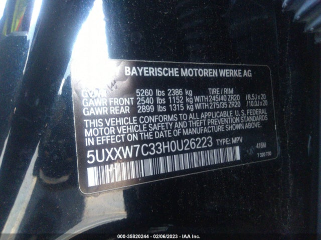 2017 BMW X4, VIN: 5UXXW7C33H0U26223