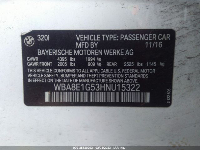 WBA8E1G53HNU15322 BMW 3 Series 320i