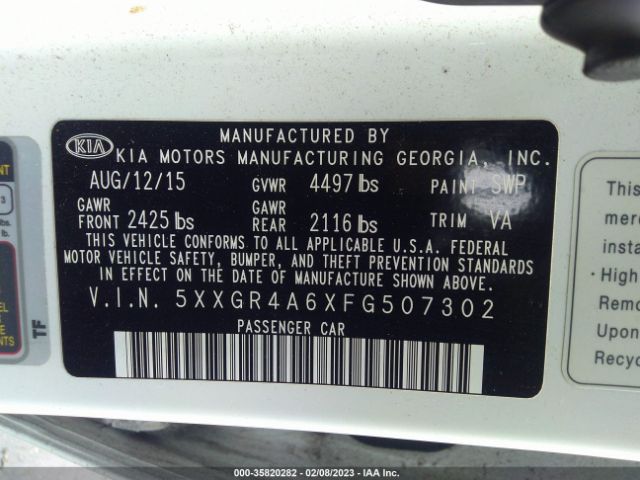 5XXGR4A6XFG507302 KIA Optima Sx Turbo