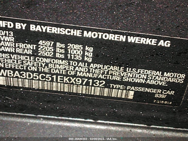 2014 BMW 3 SERIES 328D XDRIVE VIN: WBA3D5C51EKX97132