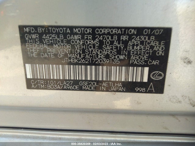 Lexus IS 250 2007 JTHBK262172039135 Image 10