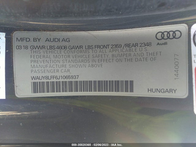 WAUY8LFF6J1065937 Audi A3 Cabriolet Premium Plus