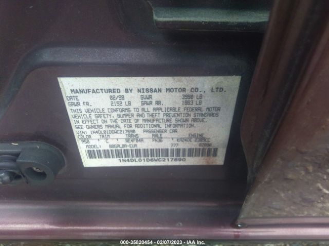 1N4DL01D6WC217690 Nissan Altima Xe/gxe/se/gle