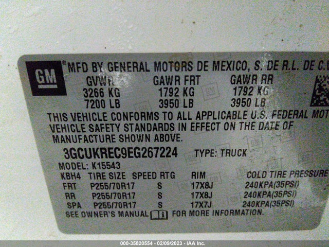 Chevrolet Silverado 1500 Lt 2014 3GCUKREC9EG267224 Image 9