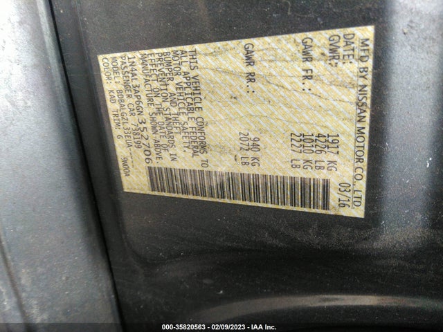 2016 NISSAN ALTIMA 2.5 VIN: 1N4AL3AP6GN352706
