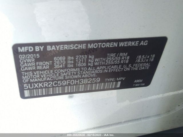 5UXKR2C59F0H38259 BMW X5 Sdrive35i