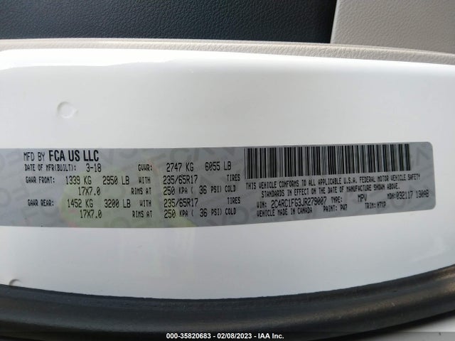 Chrysler Pacifica Touring Plus 2018 2C4RC1FG3JR279007 Image 9