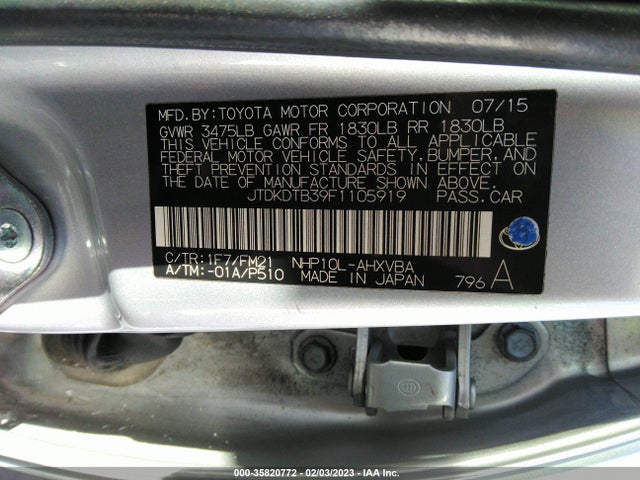Toyota Prius C One/two/three/four 2015 JTDKDTB39F1105919 Image 10