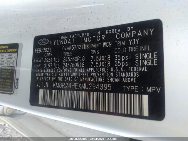 Hyundai Palisade Sel 2021 KM8R24HEXMU294395 Image 9