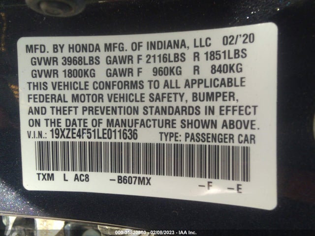 2020 Honda Insight, VIN: 19XZE4F51LE011636