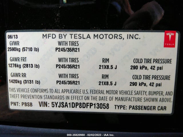 Tesla Model S Performance 2013 5YJSA1DP8DFP13058 Image 9