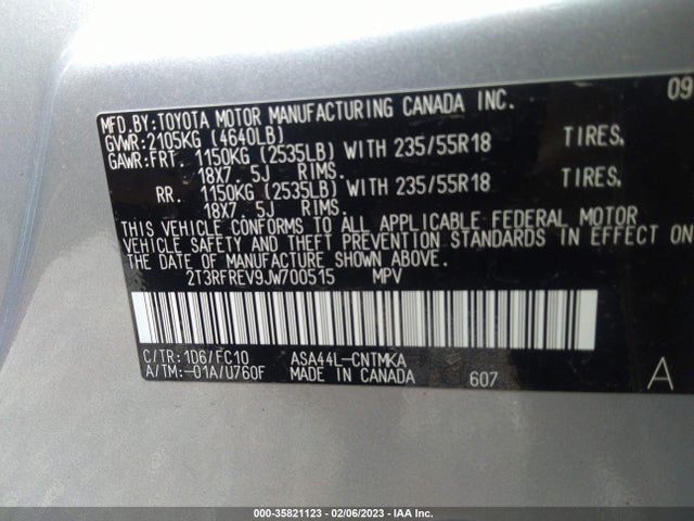 Toyota Rav4 Xle/adventure 2018 2T3RFREV9JW700515 Image 9