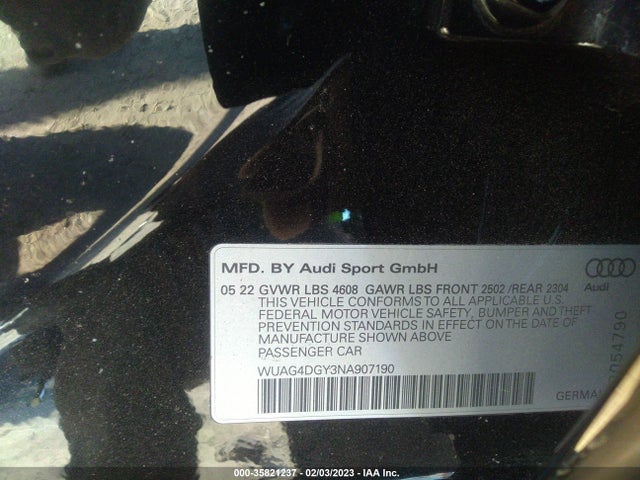 2022 Audi RS 3, VIN: WUAG4DGY3NA907190