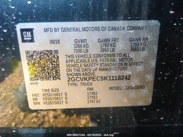 2019 CHEVROLET SILVERADO 1500 LD LT VIN: 2GCVKPEC5K1118242