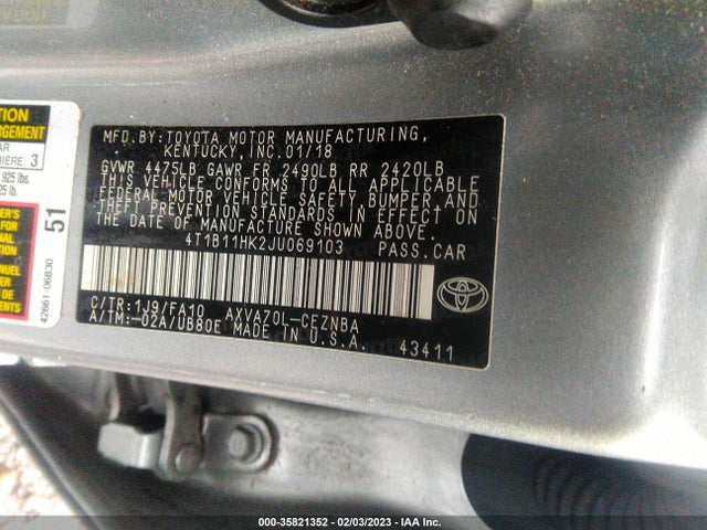 Toyota CAMRY LE 2018 4T1B11HK2JU069103 Image 9
