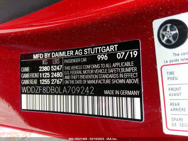 2020 Mercedes-Benz E-Class, VIN: WDDZF8DB0LA709242