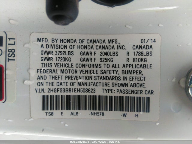 Honda Civic Coupe Ex 2014 2HGFG3B81EH508623 Image 9