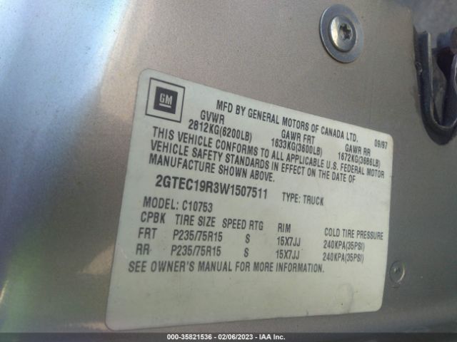 2GTEC19R3W1507511 GMC SIERRA 1500