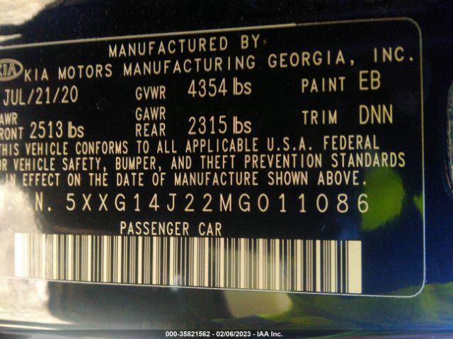 5XXG14J22MG011086 KIA K5 LXS