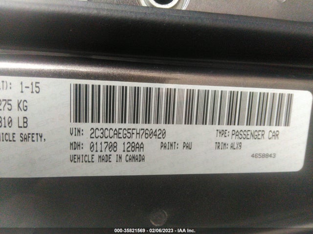 2C3CCAEG5FH760420 Chrysler 300 300c