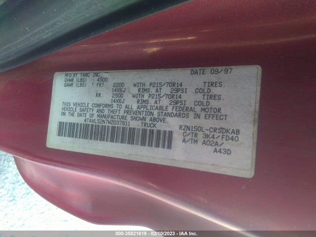 1998 TOYOTA TACOMA VIN: 4TAVL52N7WZ037811