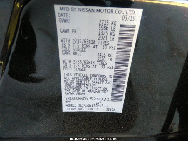 5N1AL0MN7FC520331 Infiniti QX60