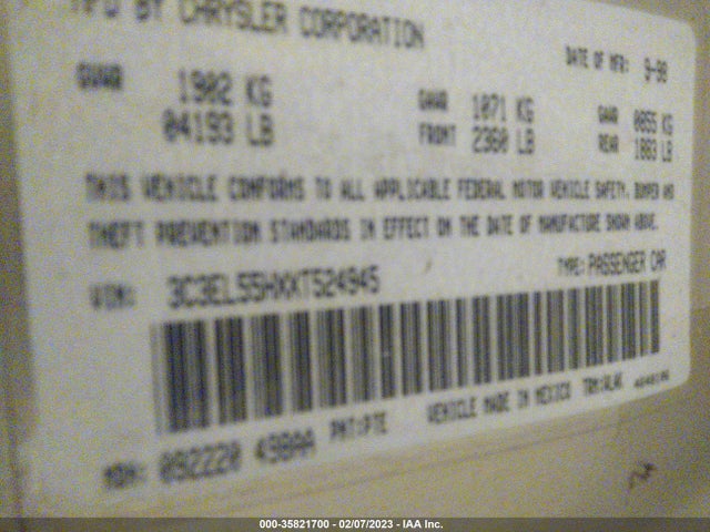3C3EL55HXXT524945 Chrysler Sebring Jxi