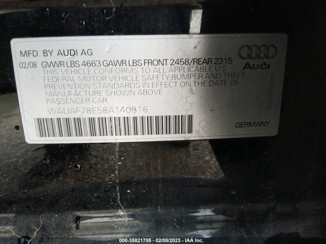 WAUAF78E58A140916 Audi A4 2.0t/se 2.0t