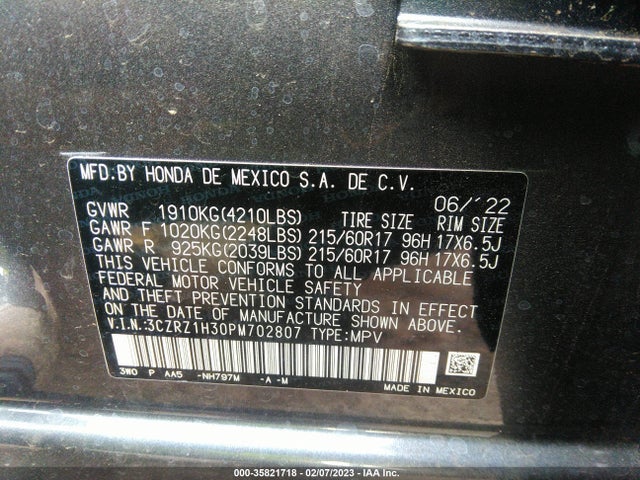 Honda HR-V LX 2023 3CZRZ1H30PM702807 Image 9