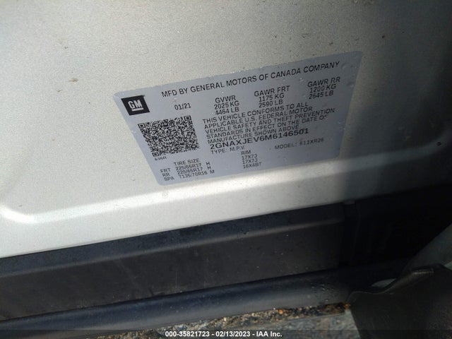 Chevrolet EQUINOX LT 2021 2GNAXJEV6M6146501 Image 9