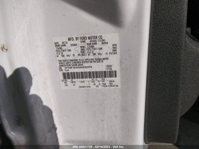 2010 FORD F-150 XL/STX/XLT/XL W VIN: 1FTMF1EW0AKE52376