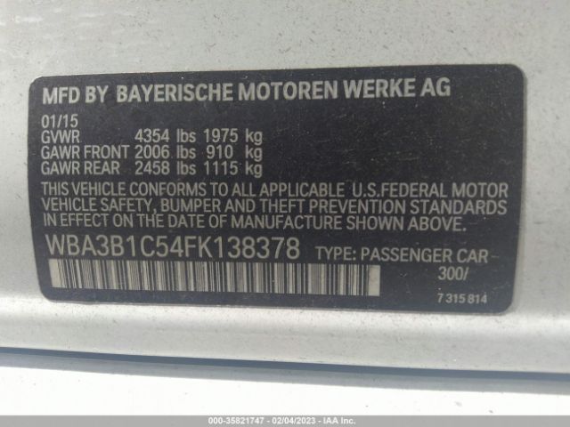 WBA3B1C54FK138378 BMW 3 Series 320i