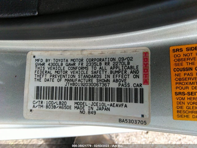 JTHBD192030067367 Lexus IS 300