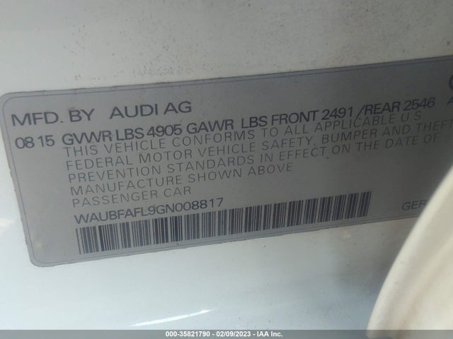 2016 Audi A4, VIN: WAUBFAFL9GN008817