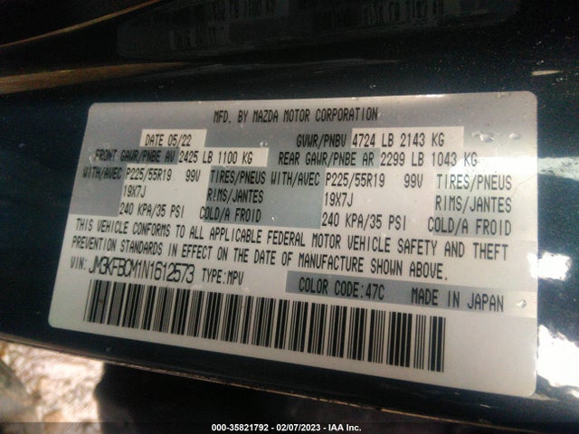 2022 Mazda CX-5, VIN: JM3KFBCM1N1612573