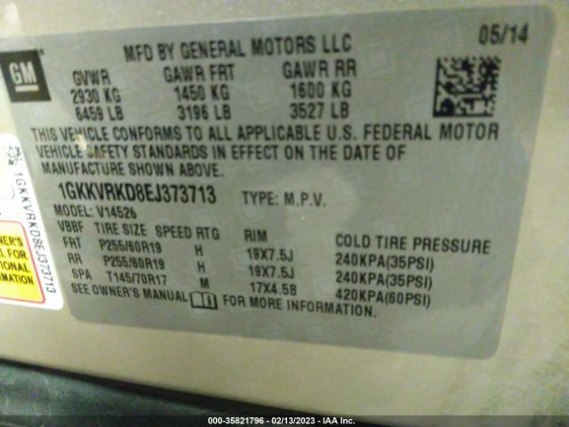 1GKKVRKD8EJ373713 GMC ACADIA SLT