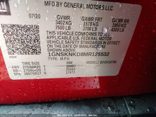 Chevrolet Tahoe Lt 2021 1GNSKNKD8MR125532 Image 9