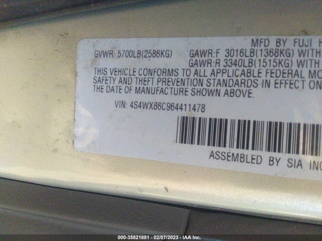 Subaru B9 Tribeca 7-pass 2006 4S4WX86C964411478 Image 10