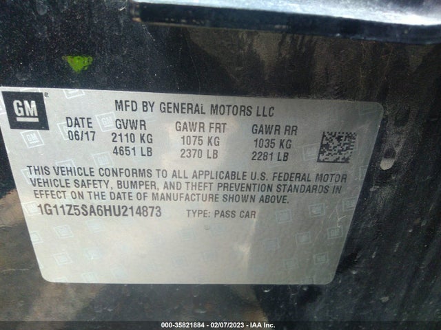 Chevrolet IMPALA LS 2017 1G11Z5SA6HU214873 Image 10