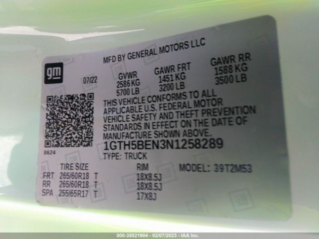 1GTH5BEN3N1258289 GMC Canyon 2wd Elevation Standard