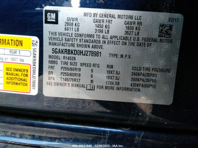 5GAKRBKD0HJ278981 Buick Enclave Leather