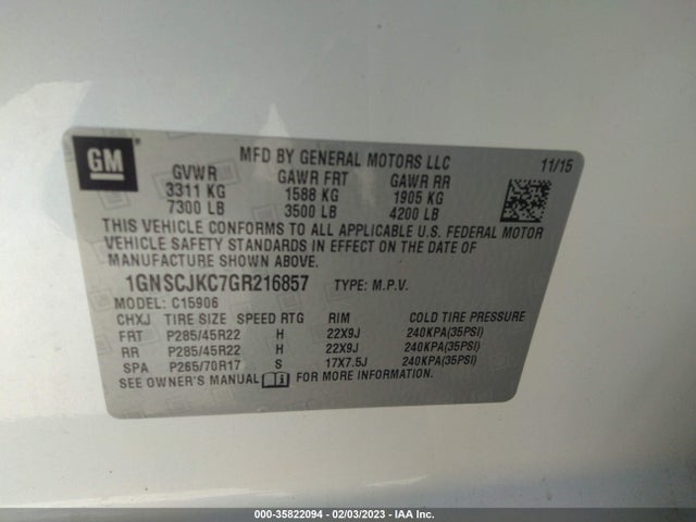 Chevrolet Suburban Ltz 2016 1GNSCJKC7GR216857 Image 9