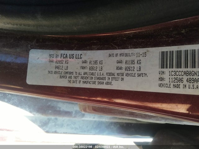 Chrysler 200 Limited 2016 1C3CCCAB0GN154750 Image 10