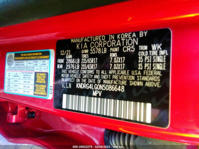 KNDRG4LG0N5086648 KIA Sorento Hybrid S