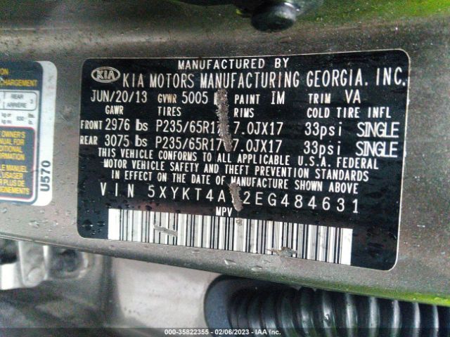 5XYKT4A72EG484631 KIA SORENTO LX