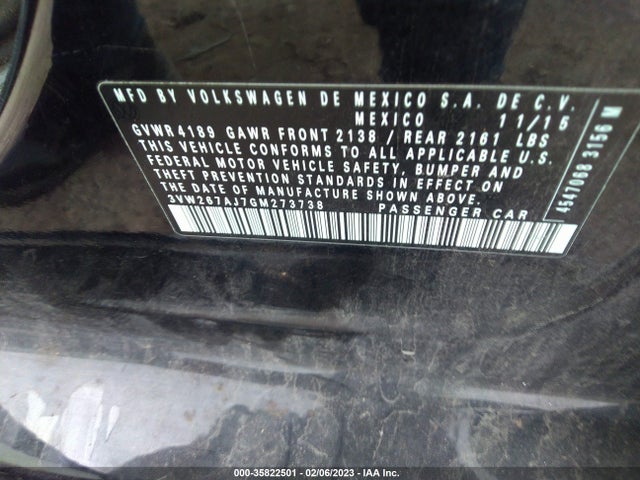 3VW267AJ7GM273738 Volkswagen Jetta Sedan 1.4t S